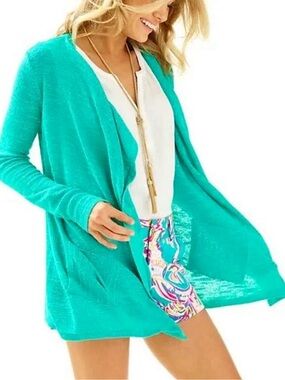 NWT Lilly Pulitzer Chesapeake Cardigan Agate Green L